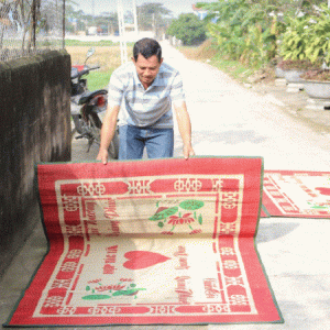 Chiếu Cói In Hoa Sen 010